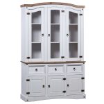 Credenza con Vetrina in Pino Messicano Corona Range Bianco
